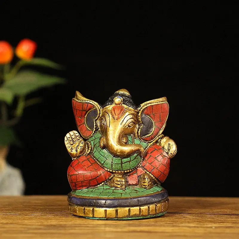 

Tibet Thai Elephant Trunk God of Wealth Buddha Statue Ornament Home Office Cabinet Deco Desktop Decor Figurines