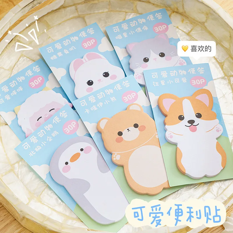 6 pcs/lot Kawaii Cartoon Penguin Rabbit Animals Memo Pad Sticky Notes Memo Notebook N Times Cute Stationery School Supplies