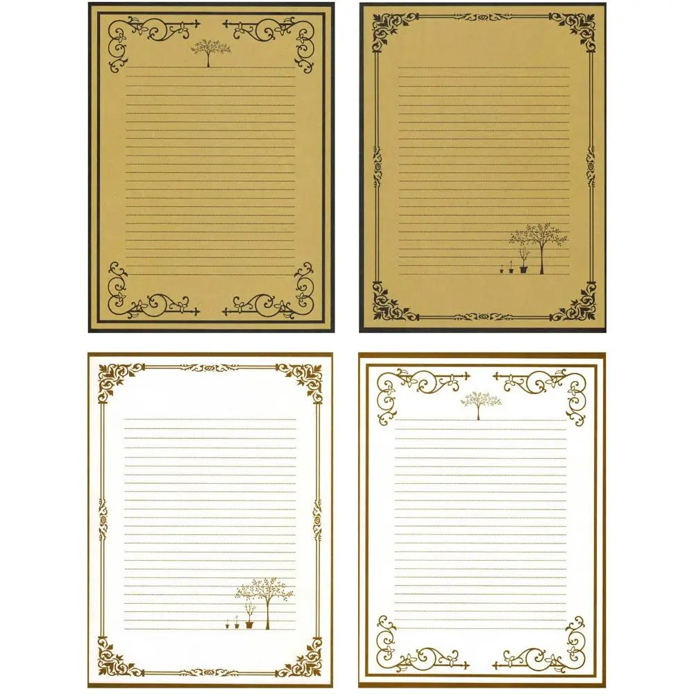 8Pcs/set Retro Design European Style Vintage Lined Kraft Paper Stationery Paper Writing Letters Letter Pad Letter Paper