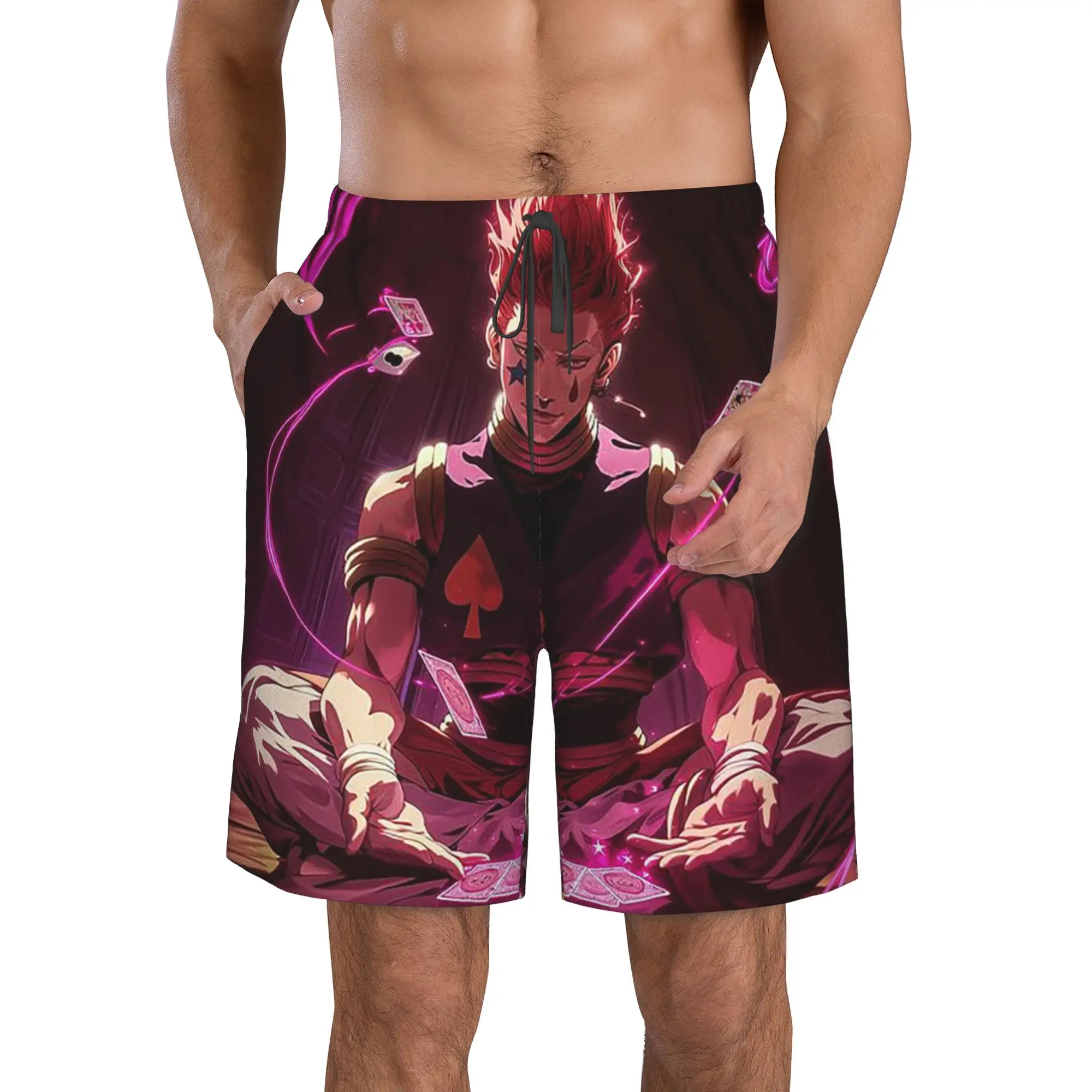 Neon Colorful Hunter X Hunter Anime Trunks Beach Board Shorts Casual Quick Dry Swim Summer Men Pants