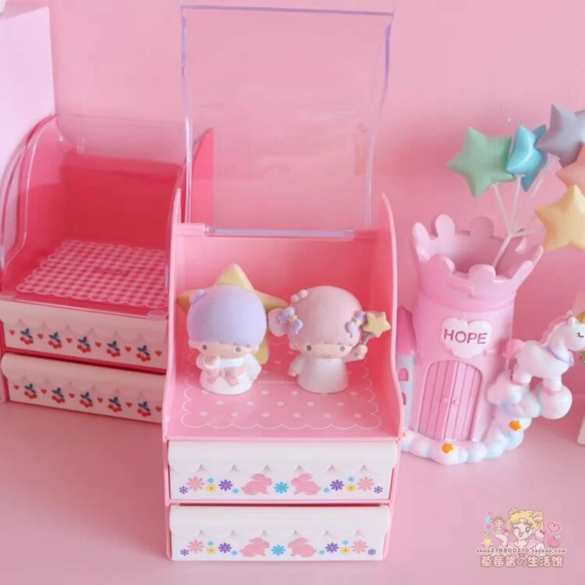 Multi-layer Plastic Desk Organizer, Cosmetic Desktop Drawer, Student Stationery Storage Box, Cute Home Decoration