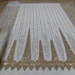 2024 African Lace Fabric Sequins Nigerian Mesh Lace Fabric Sequins 5 Yards High Quality For Party Wedding Dress Sewing