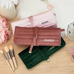Custom Velvet Jewelry Rolls With Name Personalized Bridesmaid Gifts Wedding Favors Travel Organizer Roll Valentine's Day Gift