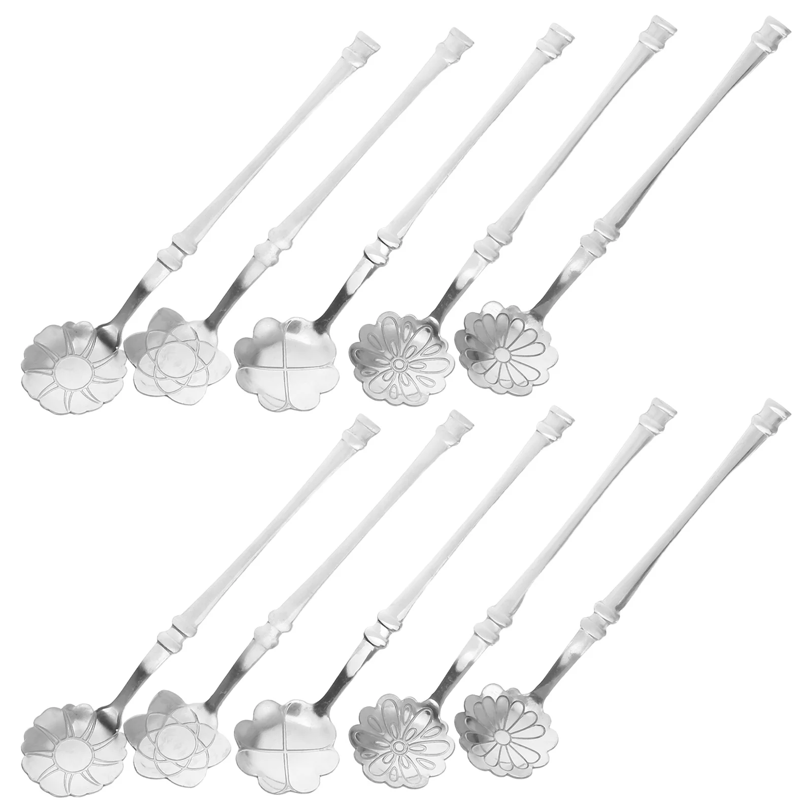 

10Pcs Stainless Steel Spoon Set Modern Dessert Coffee Tea Ice Cream Mixing Spoons for Kitchen Tableware Serving and Tasting Use