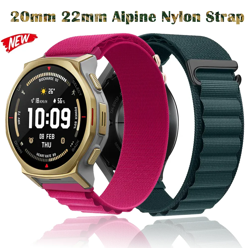 20/22mm Alpine Nylon-Armband für Amazfit T-REX3 Pro 48mm 44mm Active Max 3 2 Square Helio Armband Amazfit Balance 2 Bip 6 5 Band