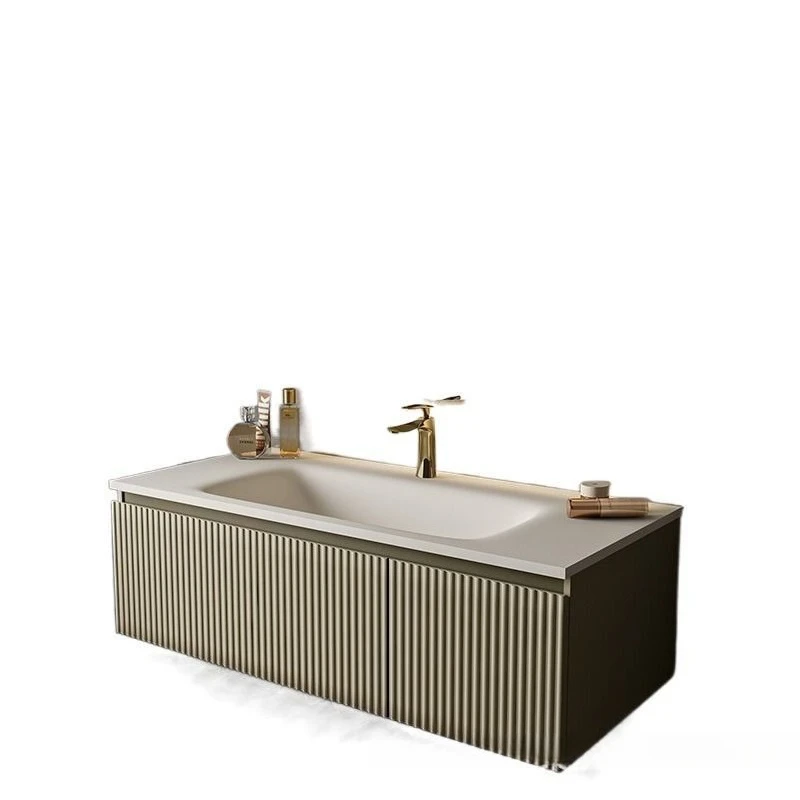 

Modern simple solid wood bathroom cabinet slate integrated basin washbasin sink intelligent washbasin ceramic basin