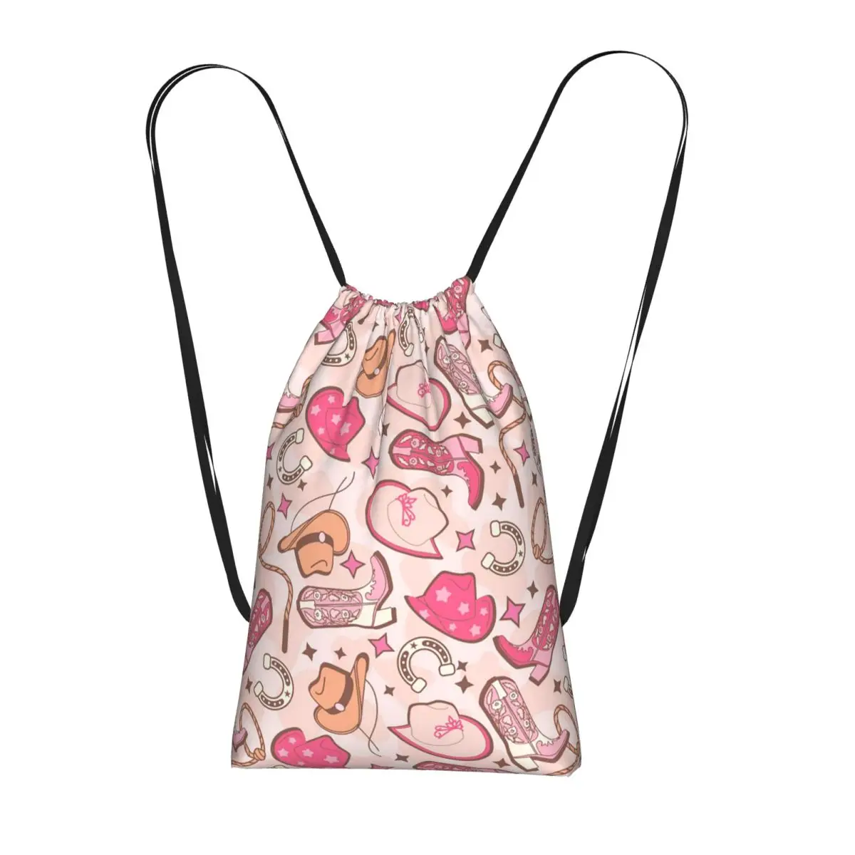 

Western Cowboy Cactus Cow Head Floral Backpacks Casual Drawstring Bags Storage Bag Book Bags for Man Woman Students