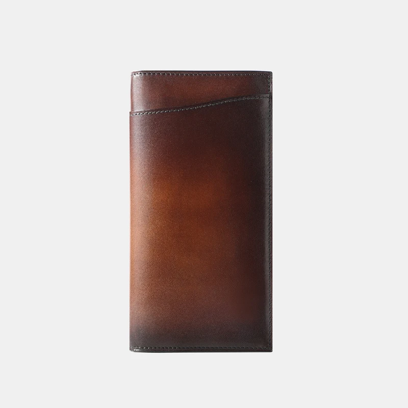 DIMY 2026 new vegetable tanned leather long zipper wallet handmade handbag customized full leather wallet for men and women