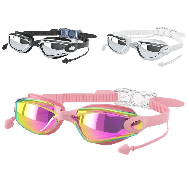 Mirror Mirror Electroplated Swim Goggles, Built-in Earplugs, Flexible Frame, Adult Water Sports Swimming Glasses - Aliexpress Deal