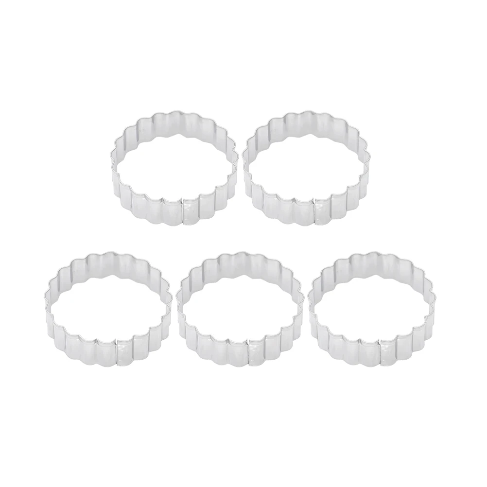 

5pcs Stainless Steel Round Cookie Molds Tooth Baking Tools For Biscuit Cake Fruit Vegetable Decoration Home Bakery
