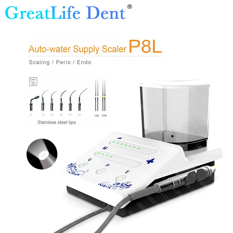 GreatLife Dent Auto-water Supply Scaler P8L Dental Ultrasonic Scaler Detachable aluminum alloy LED handpiece With Touch screen