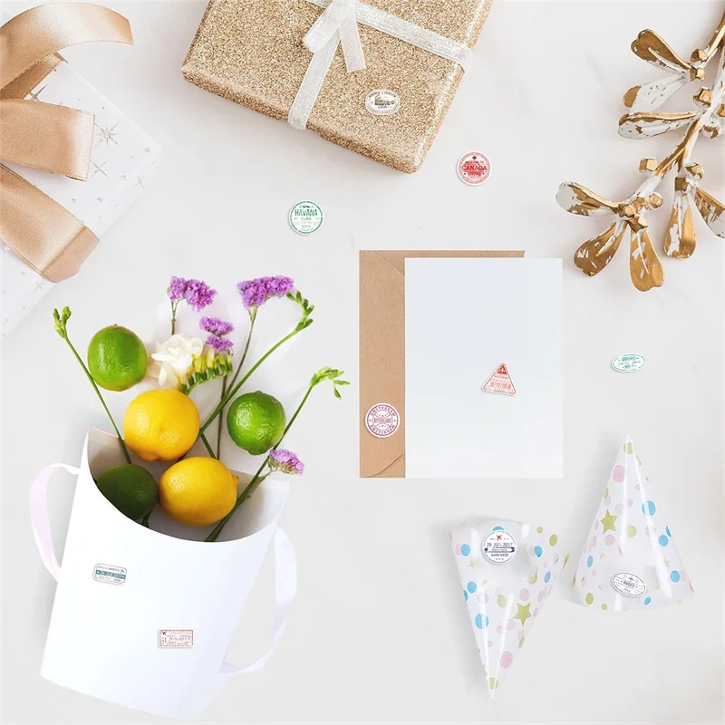 100PCS Vintage Postmark Sticky Paper Labels DIY Sealing Decoration Scrapbooking Thank You Sticker Hand Accounting Supplies