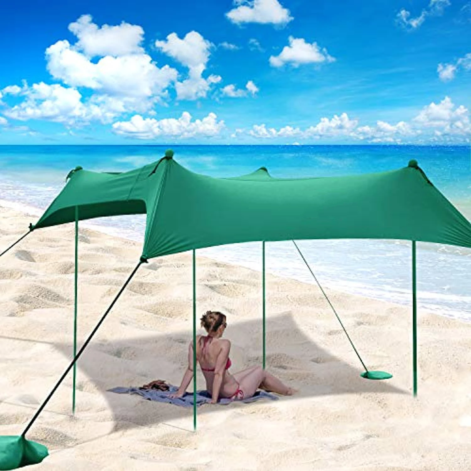 In Stock Beach Canopy SunShade OutdoorTent With Sandbag Quality Lycra nylon Fabric Sun Shelter