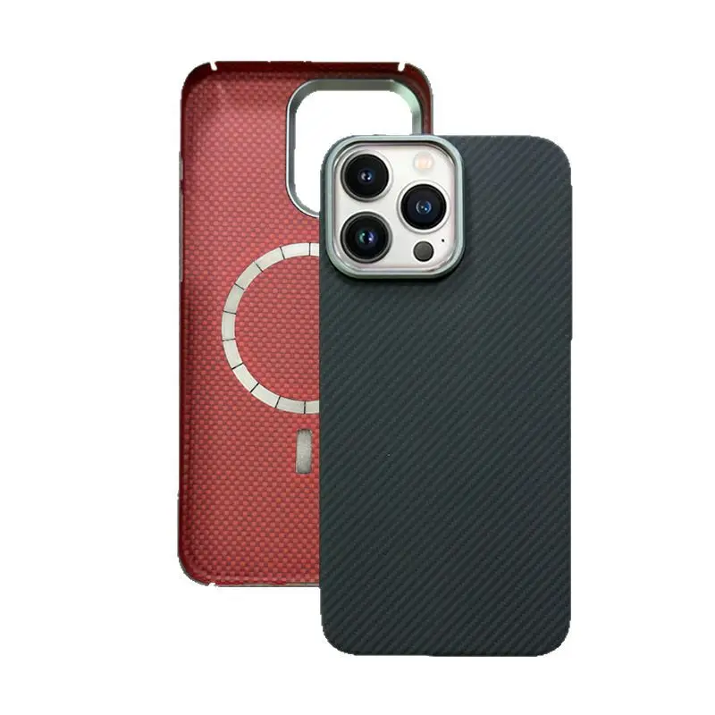 

Магнитный чехол из углеродного волокна 600D для iPhone 15 Pro Max/15 Pro Silm, защитный чехол из настоящего арамидного углеродного волокна для Magsafe Capa