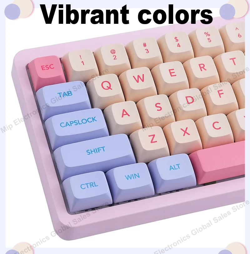 XDA keycaps 132 keys marshmallow theme pink cute style/student/girl/ins/office keyboard accessories/dopamine color keyboard cap