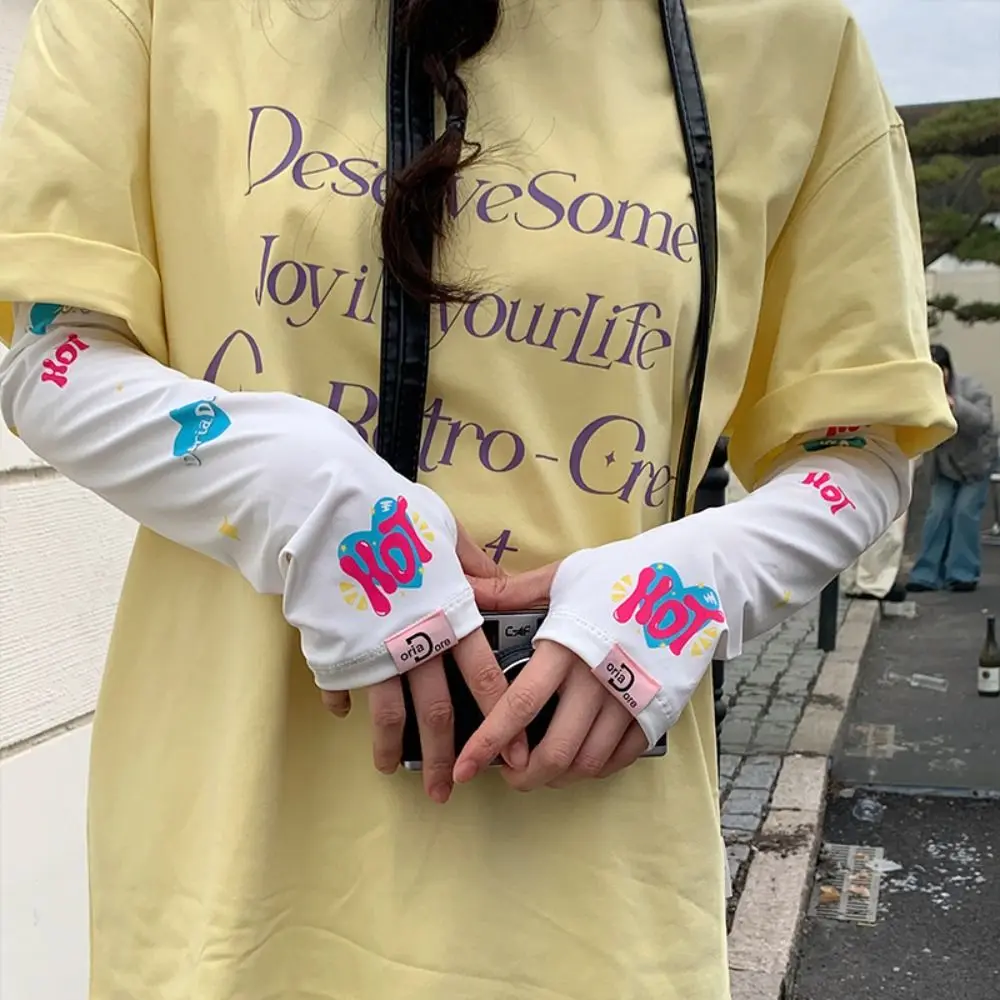 Эластичные анти-УФ-защитные рукава из ледяного шелка с героями мультфильмов, милые свободные солнцезащитные рукава, солнцезащитные чехлы на руку, велосипедные перчатки для вождения