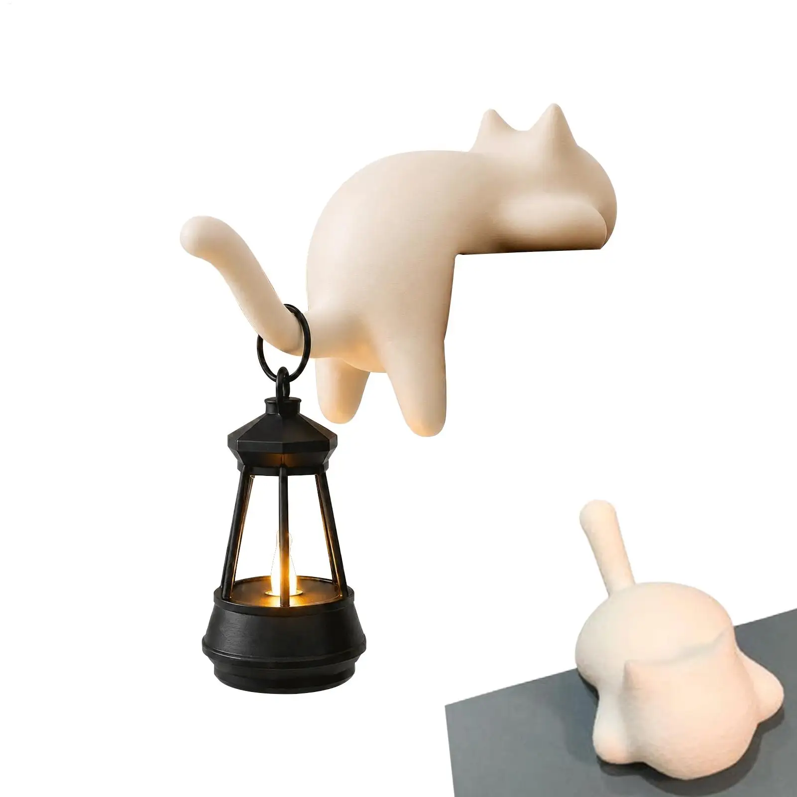 cat figurine glow lamp Cat Bookshelf Lantern Light Cute Vintage 3D Printing Nightlight Cat Figurine Night Lights anging Lantern