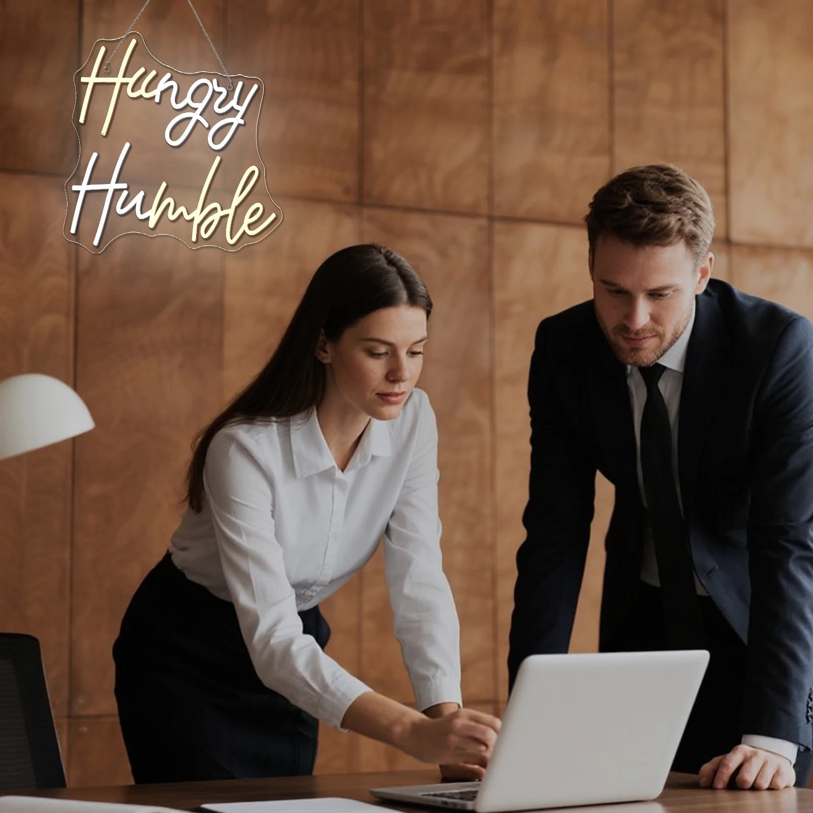 Hungry Humble Neon Sign Dimmable Led Signs Wall Hanging Decor for Party Gym Office Classroom Bedroom Man Cave Decor