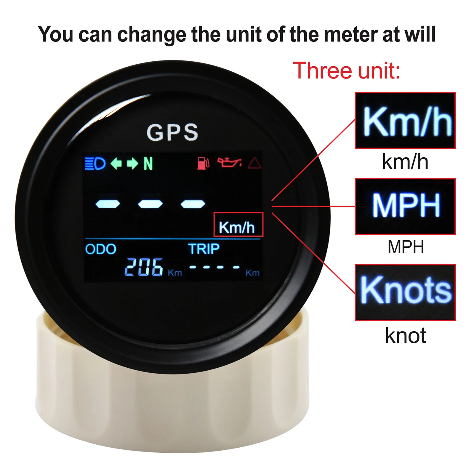 Universal 52mm Digital GPS Speedometer LCD Speed Gauge Odometer Trip Meter Counter for Auto Motorcycle Boat Yacht 12V 24V