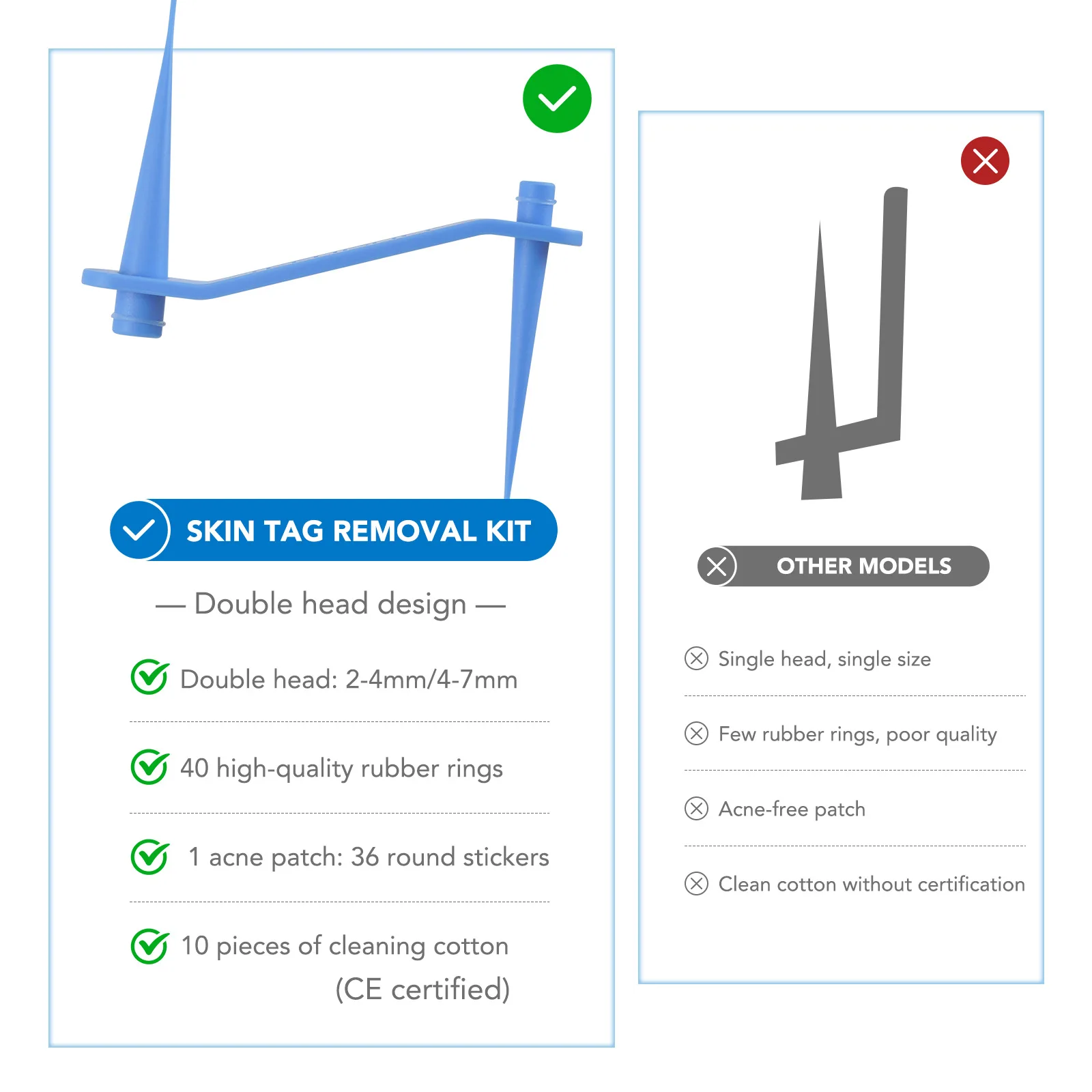 ชุดเครื่องมือกำจัดไฝและติ่งเนื้อผิวหนังแบบอัตโนมัติ 2 in 1 ไม่เจ็บปวด สำหรับติ่งเนื้อขนาดเล็กถึงใหญ่ 2-8 มม. อุปกรณ์กำจัดไฝและหูด สำหรับดูแลผิวหน้า