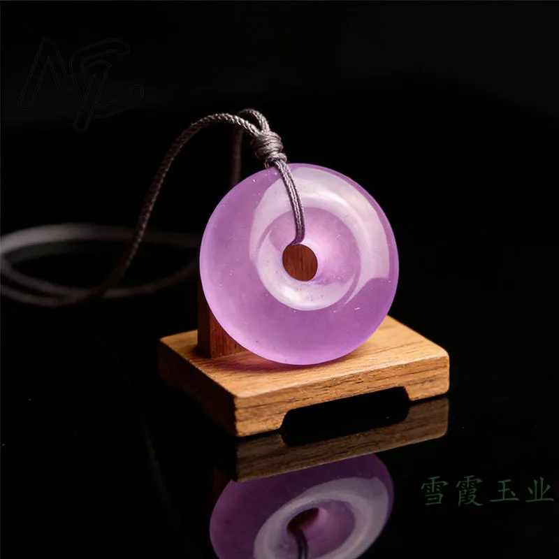 High Ice Floating Flower Bashan Jade Peace Buckle Pendant Natural Quartzite Donut Charm Gemstone Necklace Pendant Jewelry Gift