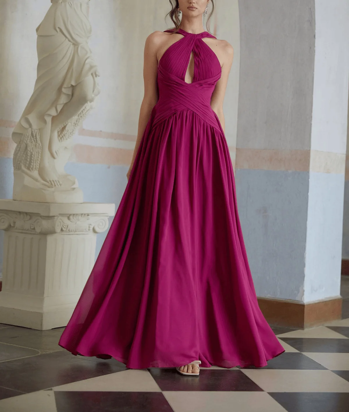 Nuovo abbigliamento da donna europeo e americano sexy abito da sera da cocktail con cinturino al collo sottile senza schienale a pendolo