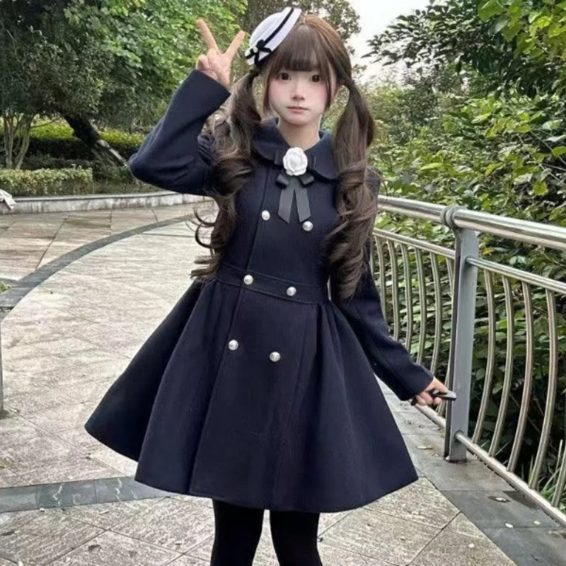 Wool Coat Peacoat - 일본 겨울 로리타 스타일 울 코트