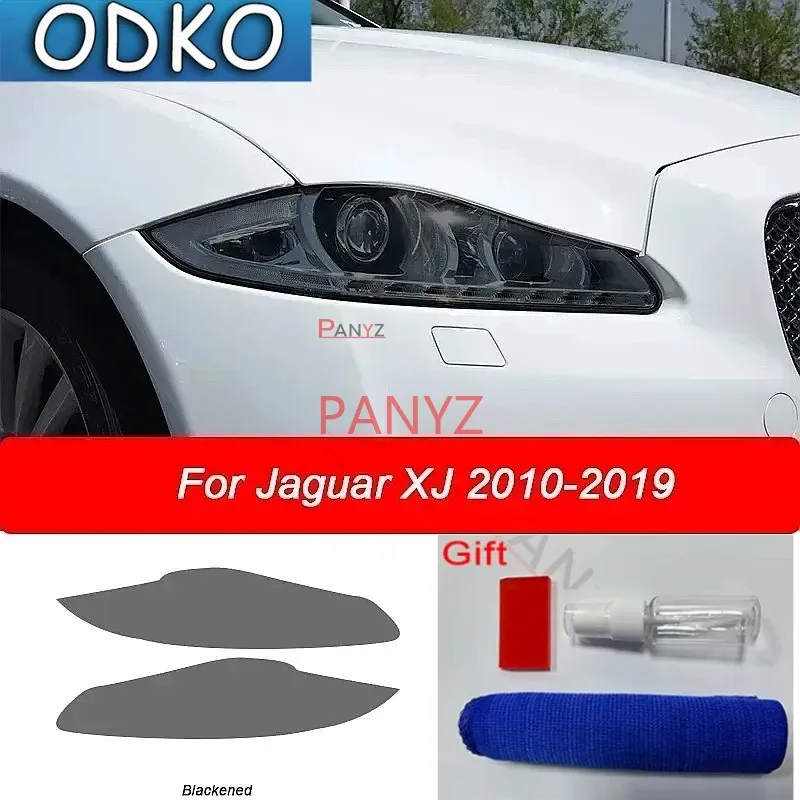 2 Pcs Car Headlight Protective Film Vinyl Transparent Black TPU Precut Sticker For Jaguar XJ X351 2010-2019 XJR XJL Accessories