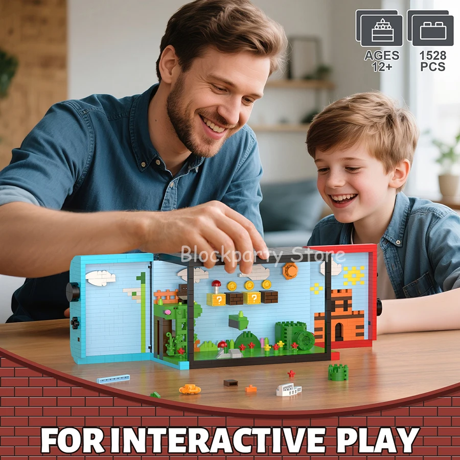 1528 Uds. Máquina de juego de Super Mario, bloques de construcción de partículas pequeñas, rompecabezas 3D, juguetes de dibujos animados para niños, regalos de navidad DIY