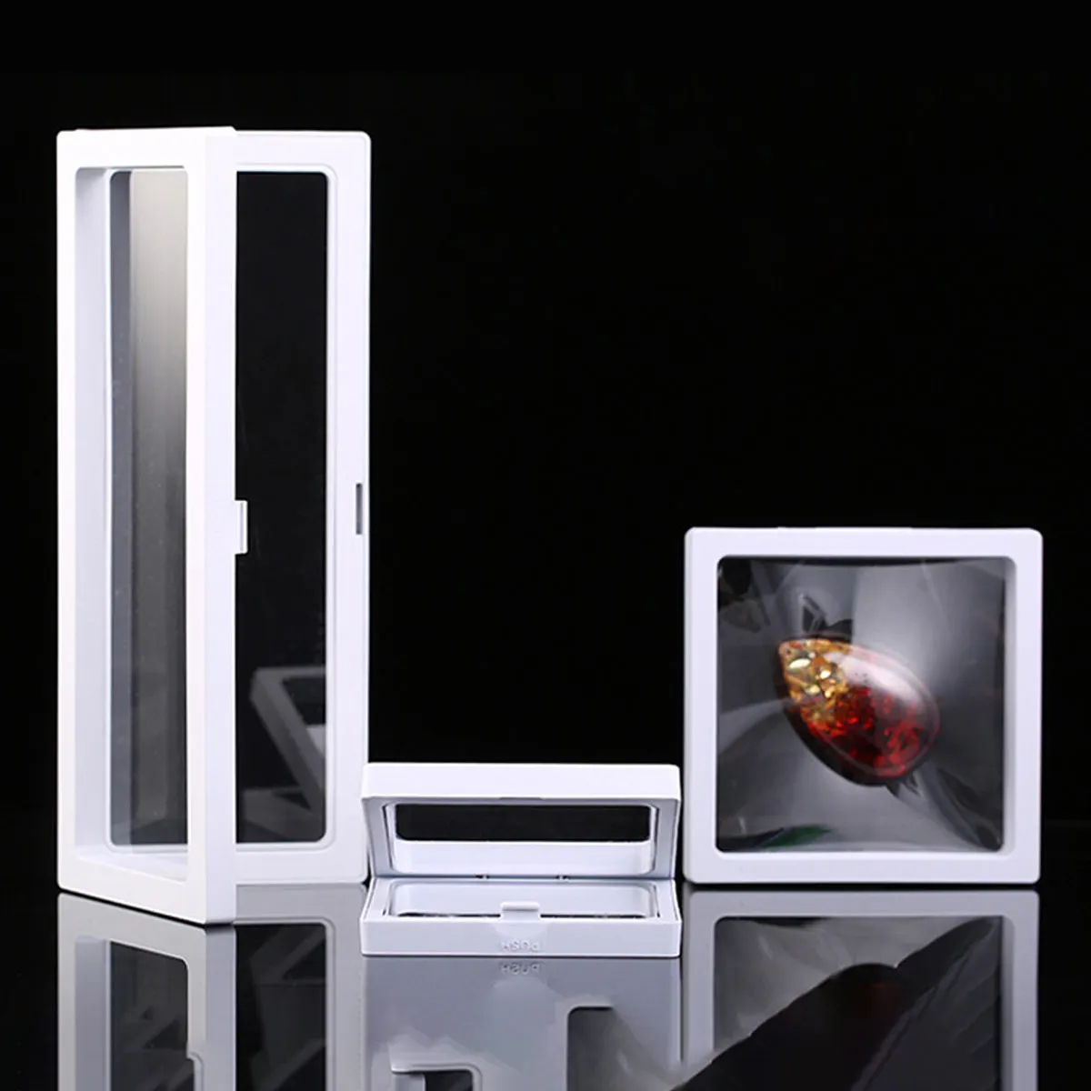 10 Stück, Transparenter Schwebender Rahmen-Displayständer, Schwebende Aufbewahrungsbox, Schmuck-Displaybox, Staubbox für Halsketten, Uhren, Armbänder – Detail 4