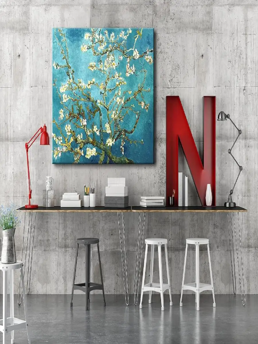 Van Gogh Almond Blossom Extra Large Framed Giclee Canvas Art for Home Office Decor XL