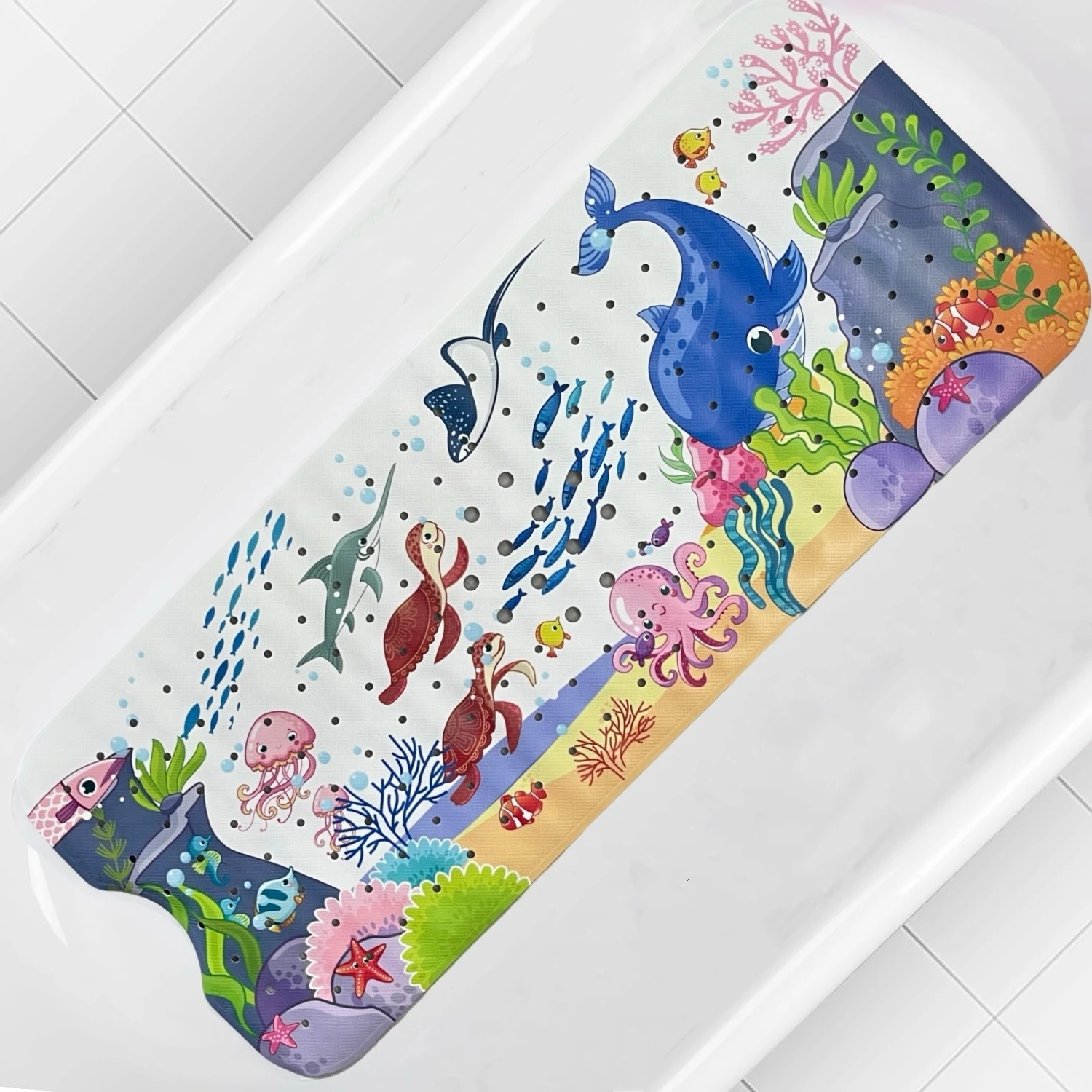 1 Stück Baby-Badematte für Badewanne, rutschfeste Kinder-Badematte – 40 x 10 cm, extra lange Cartoon-Badematte, Kleinkind-Badematten mit Saugnäpfen – Detail 2