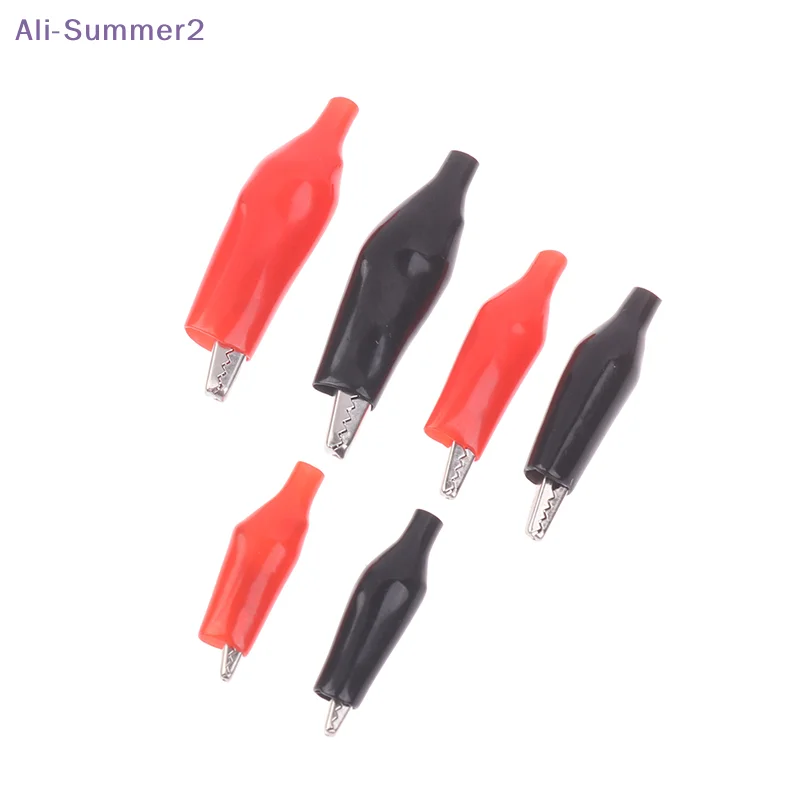 {Summer2} 12Pcs 25/35/45MM Metal Alligator Clip Crocodile Electrical Clamp Testing Probe Meter Black Red With Insulation Cover