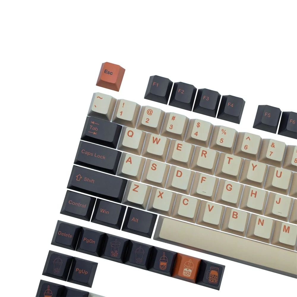 142 teclas GMK Thai Tea Clone Keycap Cherry Profile Premium PBT juegos tinte subcama para Outemu TTC interruptores cruzados Teclado mecánico