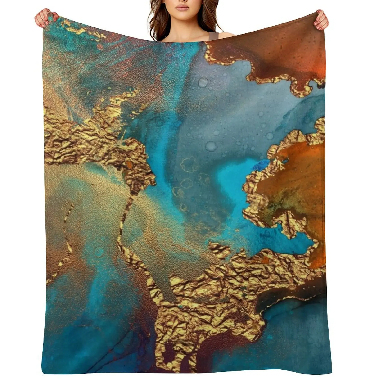 

glamorous gold ink autumn texture Throw Blanket Custom Blankets Sofas Of Decoration halloween Camping Blankets