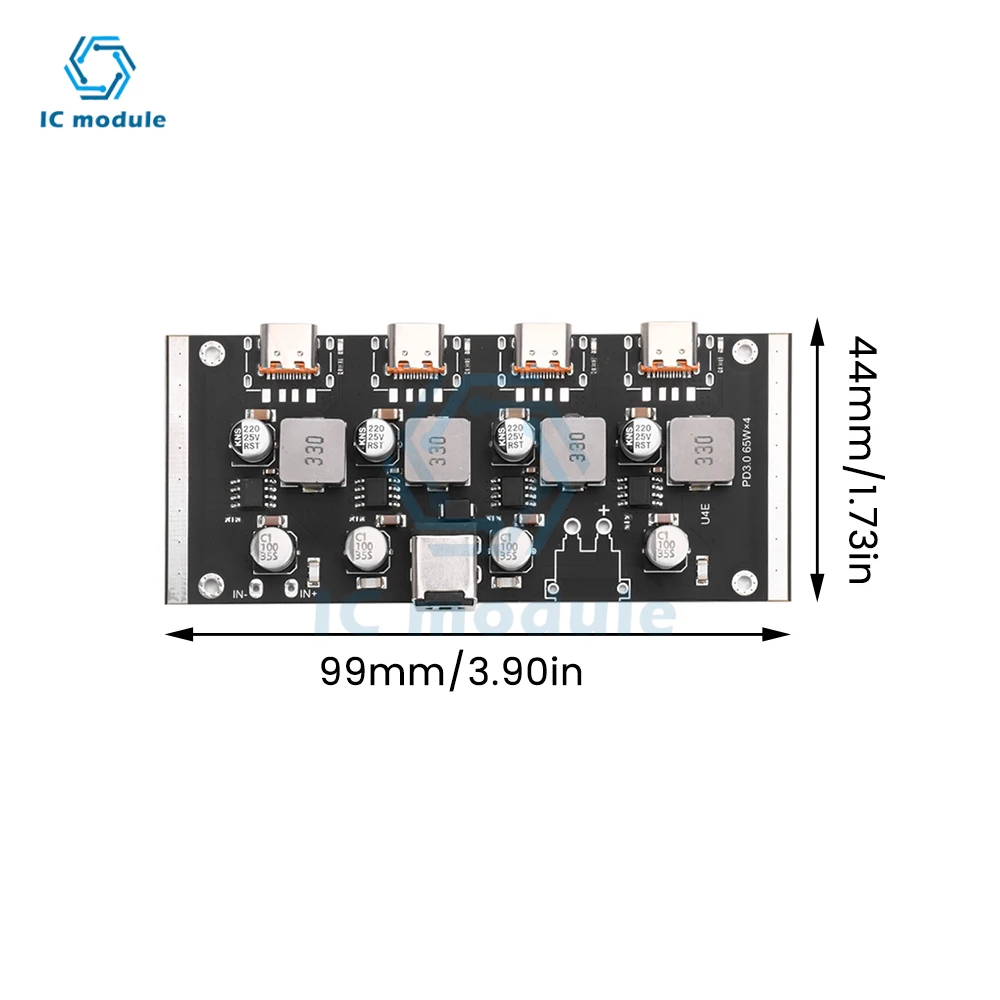 4-way PD65W Fast Charging Module Type-C Interface Support PD3.0/2.0 QC3.0/2.0 FCP AFC fast charging DC5.5*2.5