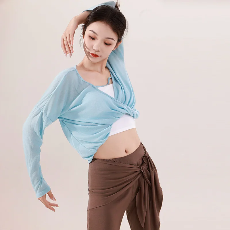 بلوزة للرقص الكلاسيكي للسيدات البالغات للخريف والشتاء بتصميم رفيع وفضفاض ملابس لممارسة اليوجا