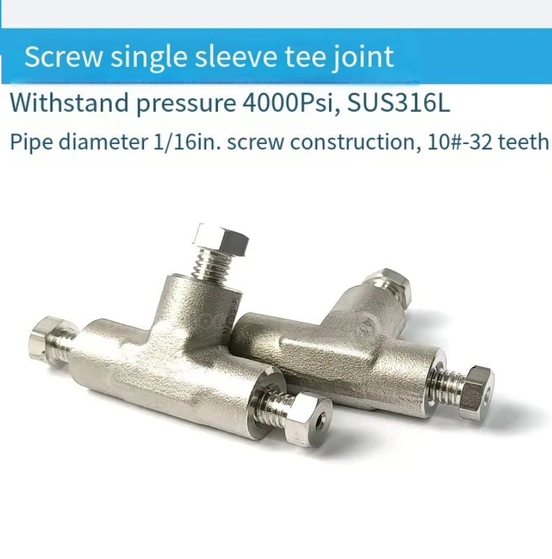 Junta de parafuso de instrumento de aço inoxidável em T de parafuso de 1/16 polegadas HPLC