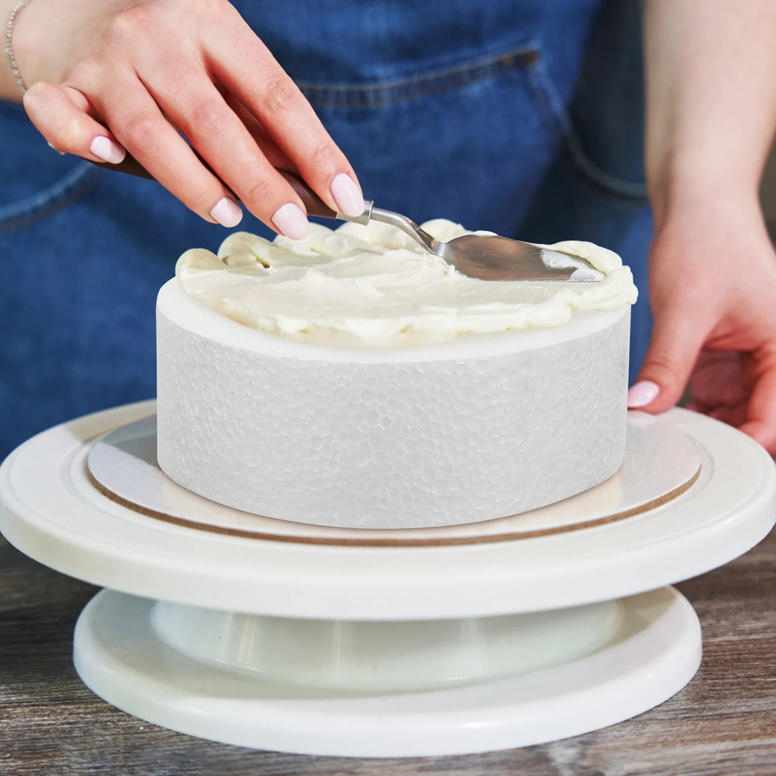 

4pcs Foam Dummies Set Molds Display Models Artificial Reusable Fake Cake Rounds for Wedding Event Baking Photography