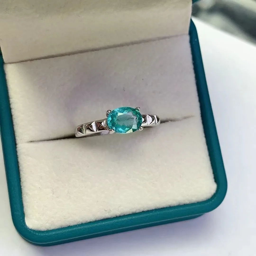 

KJJEAXCMY High End Women's Ring Natural Apatite S925 Silver with Electroplating Boasting High Clarity Full Brilliance Gift
