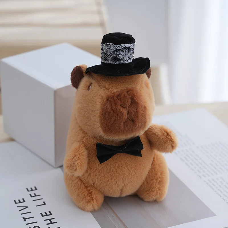 1Pcs Cartoon Wedding Dress Capybara Pendant Plush Toy Doll Bag Hanging Cute Kapila Keychain Doll Desktop Ornament Car Pendant