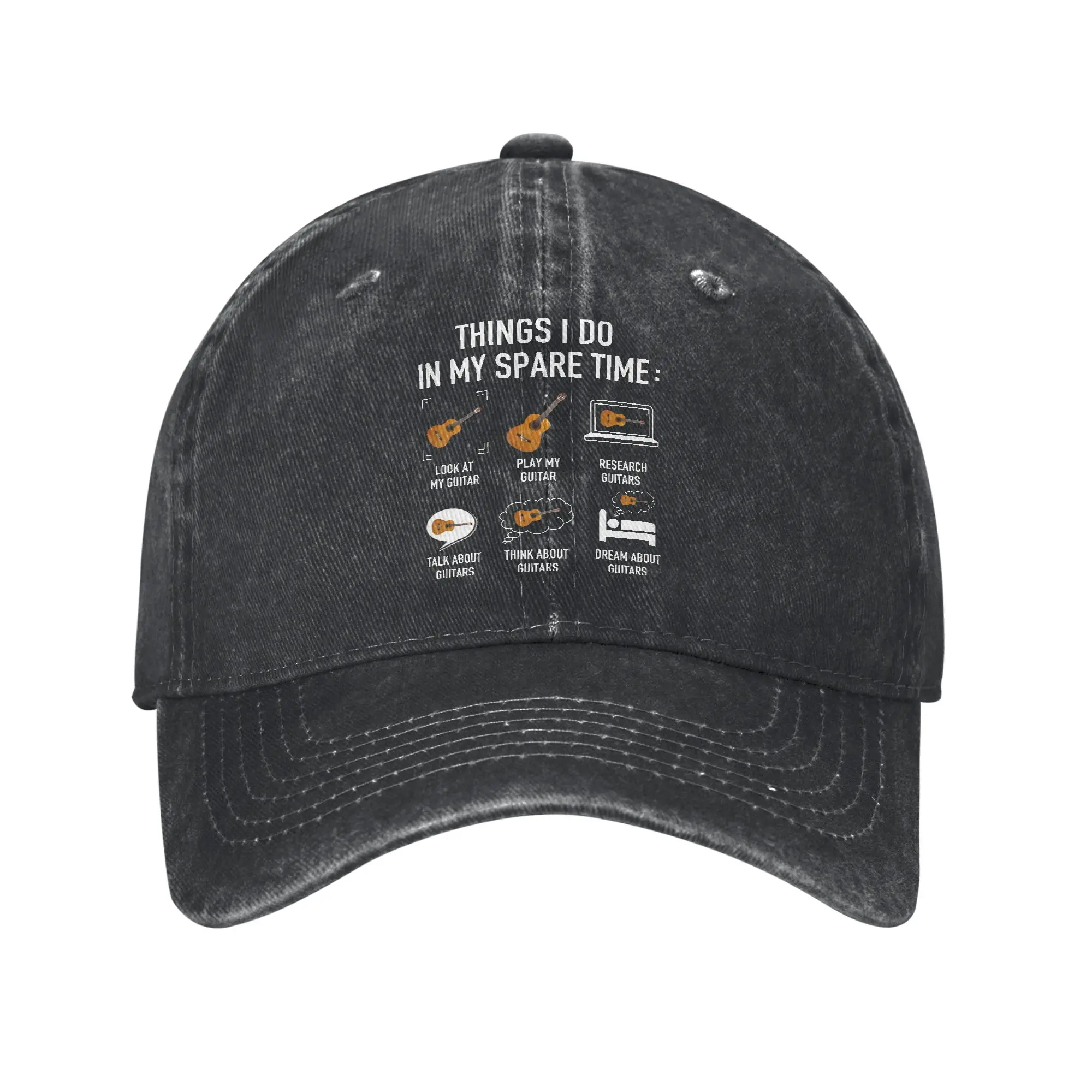 Things I Do In My Spare Time Guitar Baseball Cap Vintage Distressed Cotton  Headwear Unisex Outdoor Summer Adjustable Caps Hat