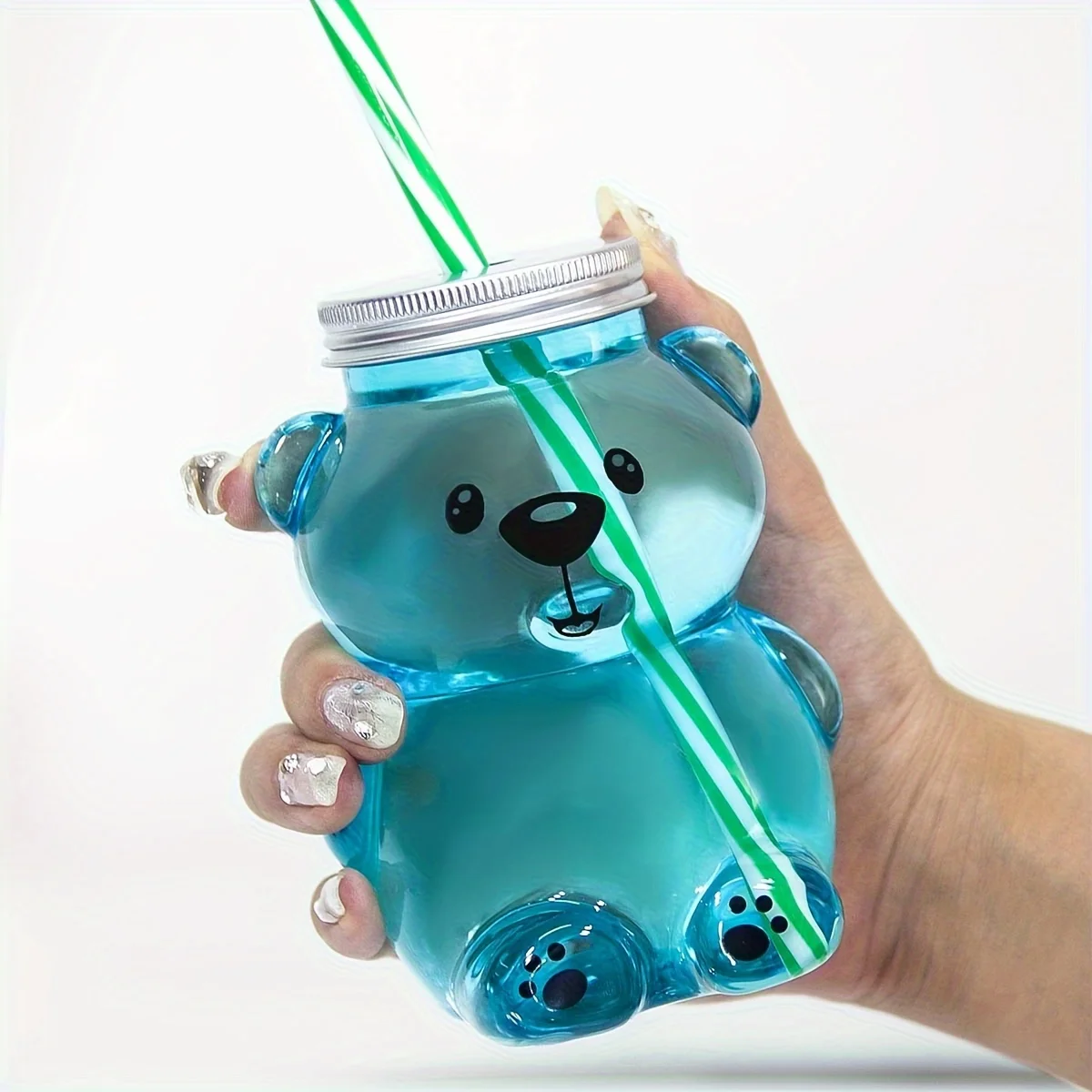 1pcs Cartoon Bear Design Plastic Cup 350ml Transparent Portable Drinking Cup Kids Birthday Gifts Picnic Party Deocrs Best Choice