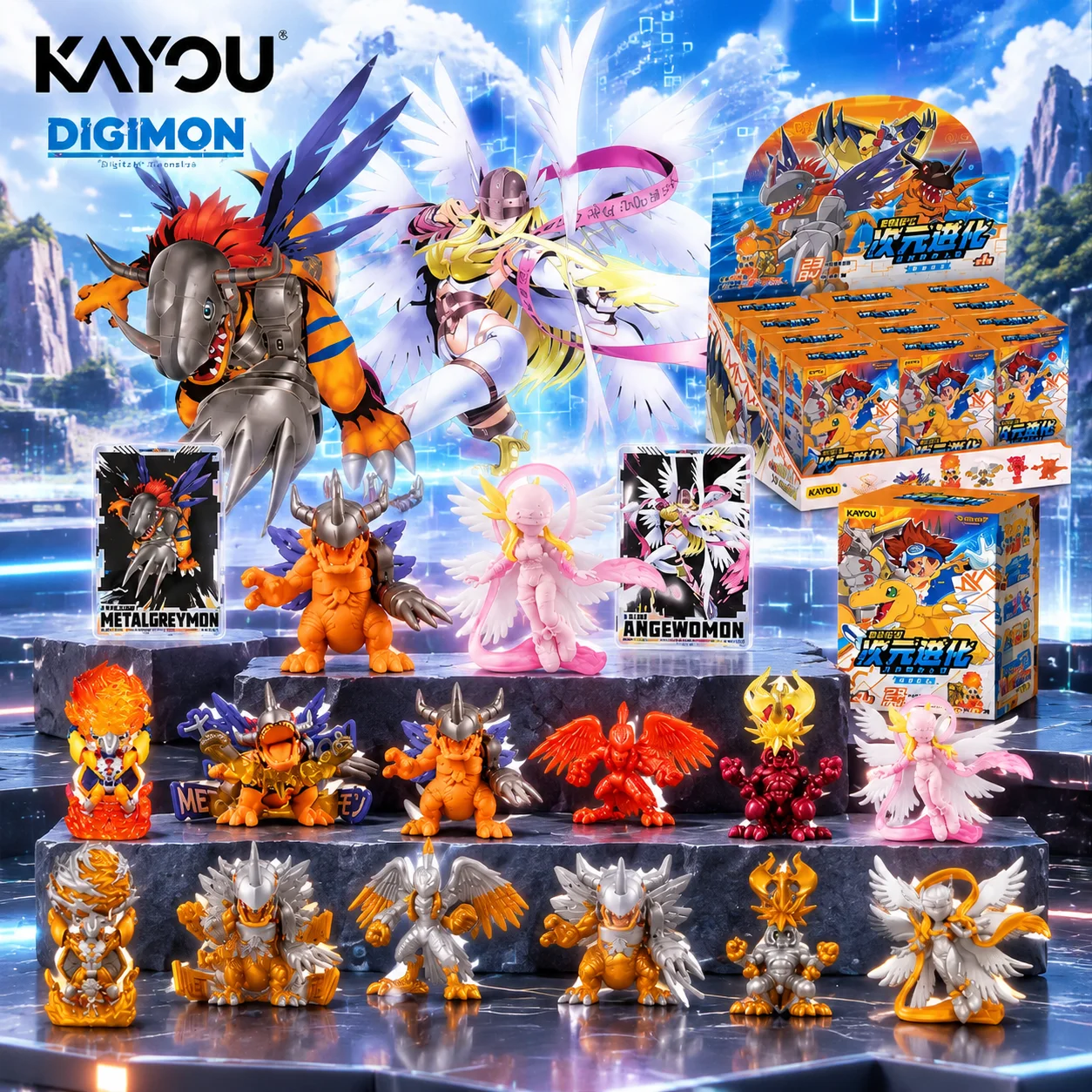 Official Genuine KAYOU Digital Monsters Dimension Evolution Series Mini Rubber Doll Anime Periphery Collection Toy Festival Gift