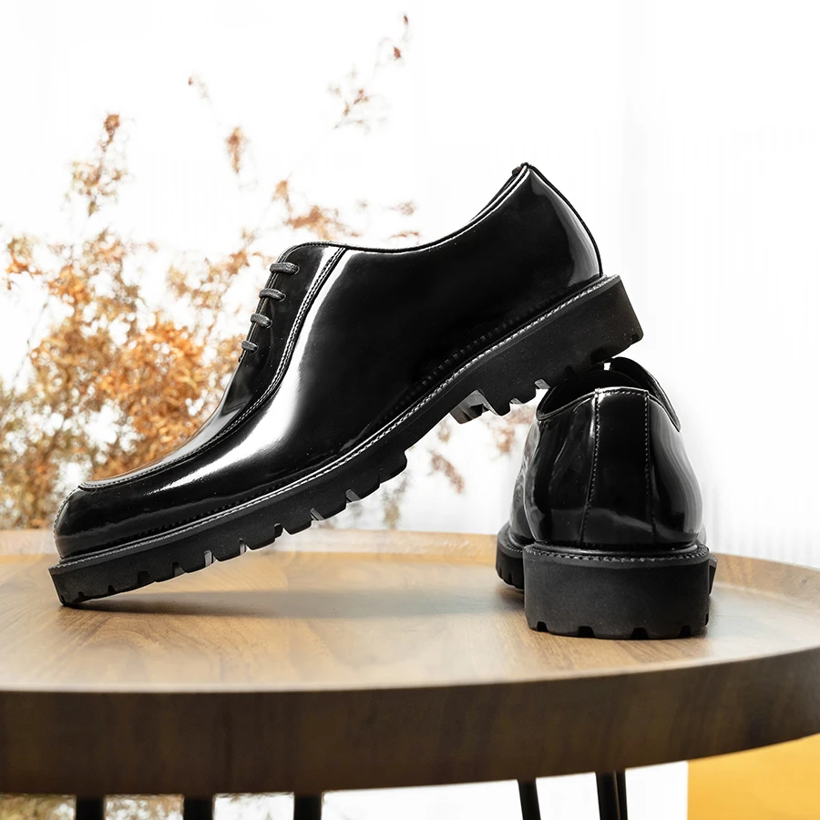 2025 Hanmce Oxford Shoes Fashion Genuine Leather Breathable Oxfords Patent Leather Shoes For Men