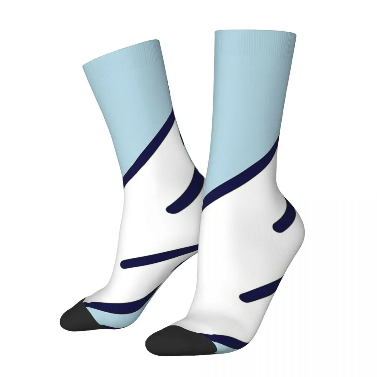 Retro Stripes In Blue White Gloden White Navy Blue Geometric Unisex Winter Socks Windproof Happy Socks Street Style Crazy Sock