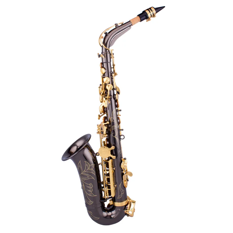 Professional Taishan Brass Alto Saxophone TSAS-5000F In Eb Black Nickel With Gold Lacquer Finish Easy Install Made In China