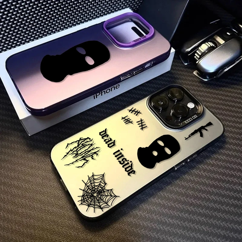 Mask Terrorist Cool For iPhone 15 14 13 12 11 Pro Max XS Max X XR 7 8 Plus 6S 5S Fashion Colorful Silver Phone Case