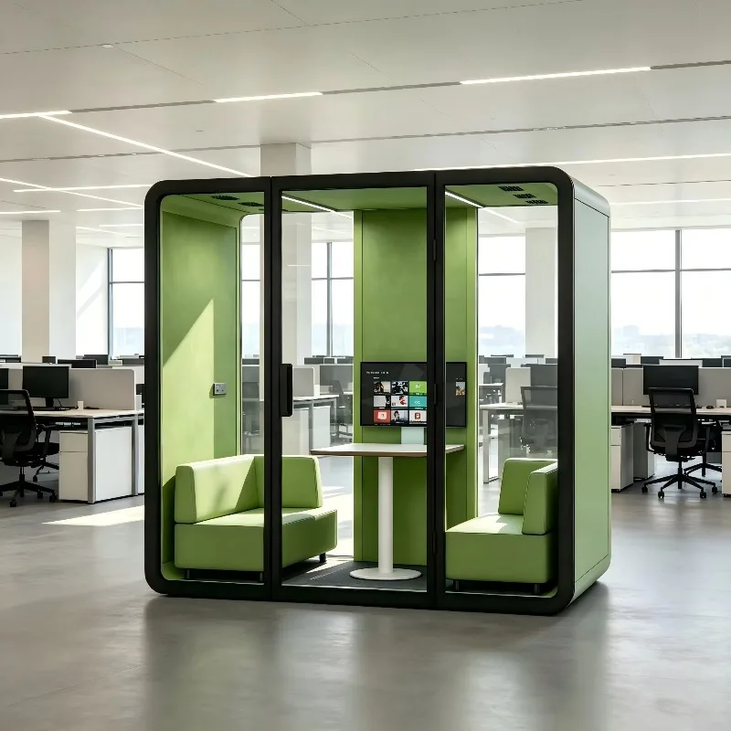 Multi-functional Soundproof Office Phone Booth, Portable Acoustic Conference Cabin, Home Office Cabin for Office Pod 6 Person
