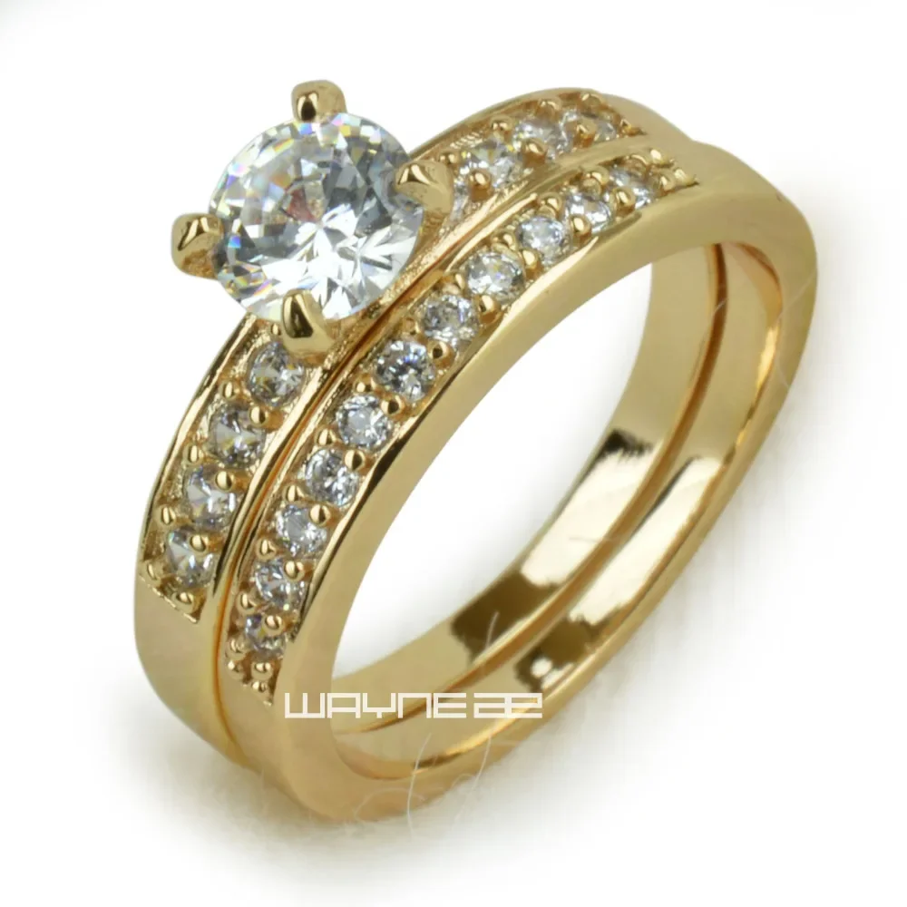 

Size 6-10 Clear crystal gold Vacuum plating Women Fashion Engagement Rings Gift (r280)